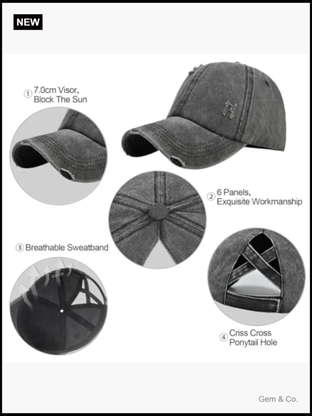 Women's Ponytail Baseball Cap Criss Cross Adjustable Buns Cotton Hat